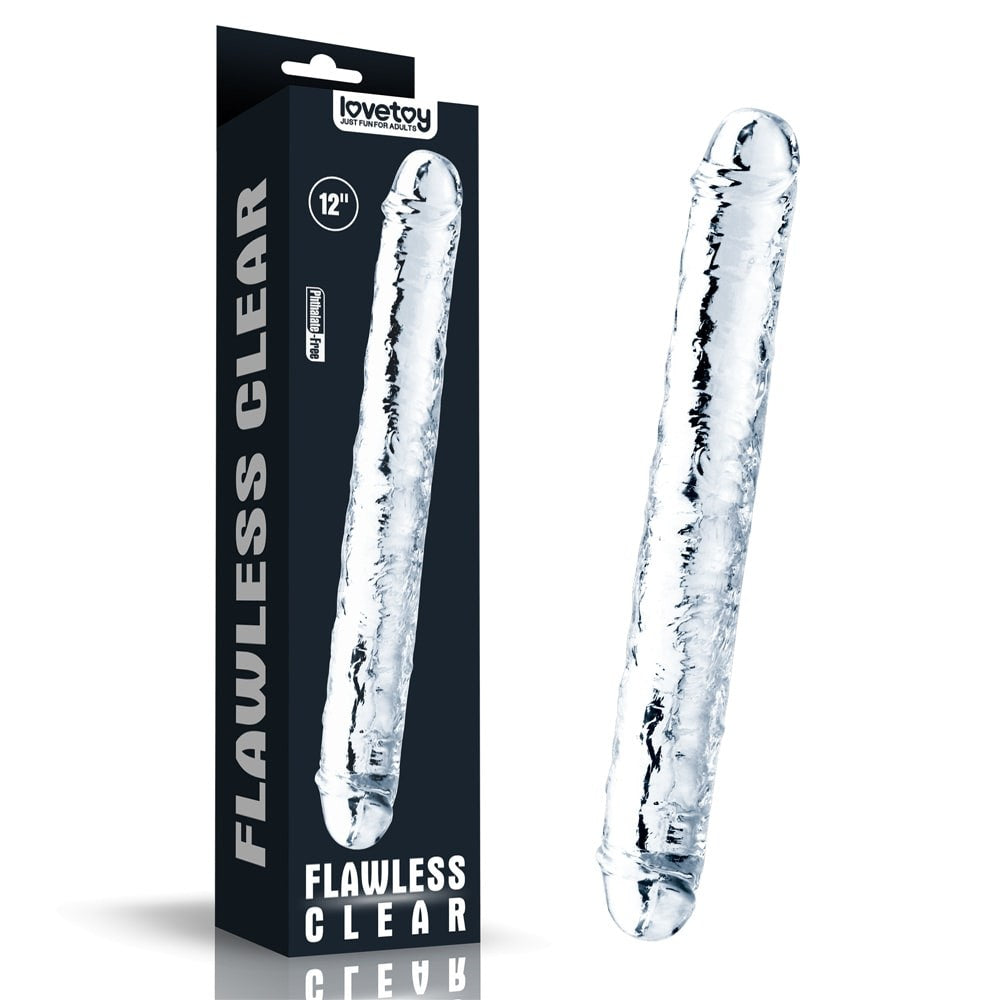 Flawless Clear Double - Dildo Dublu Transparent, 30 cm - detaliu 5