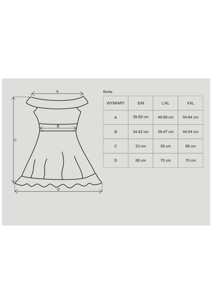 Flores chemise & thong black S/M - detaliu 2