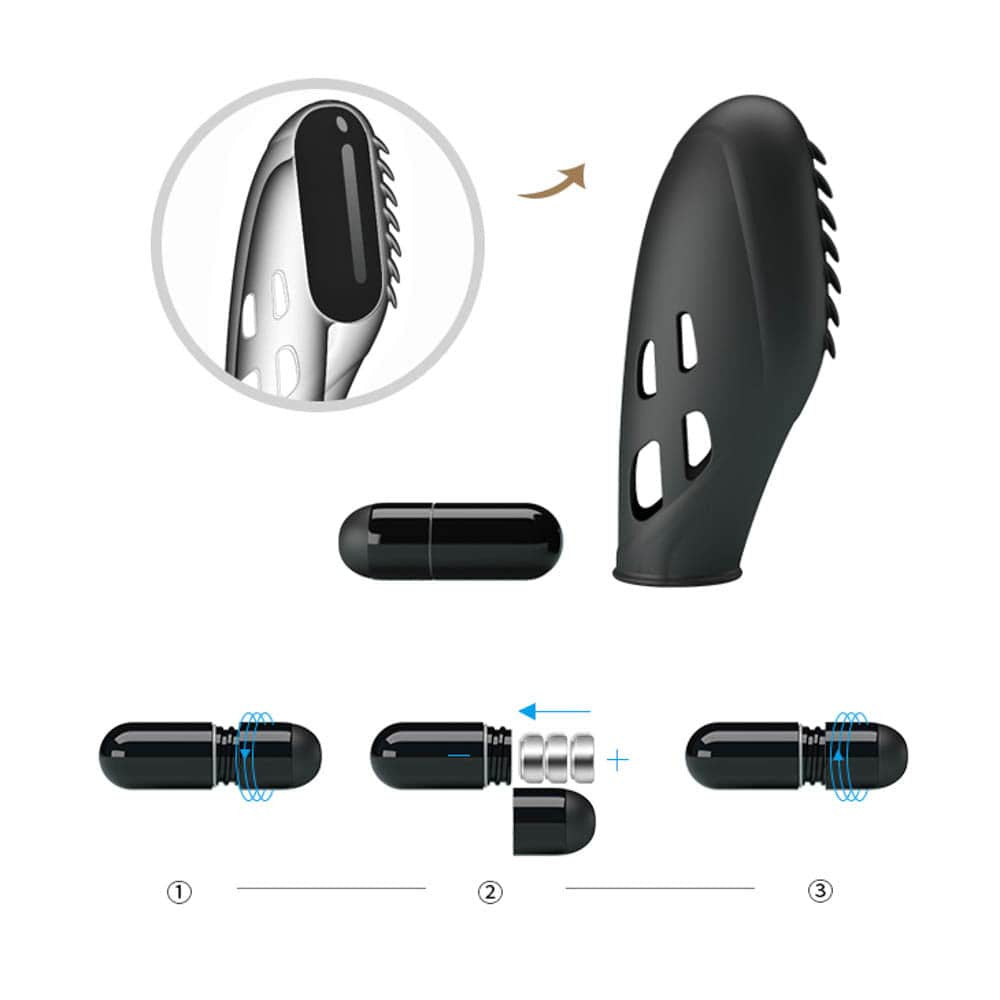Gilo - Vibrator pentru deget, negru, 7.8 cm - detaliu 1
