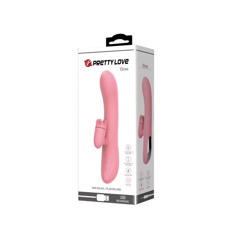 Gina LaVagina - Vibrator iepuraș cu stimulator rotativ pentru clitoris, 20,5x3,5 cm - detaliu 2