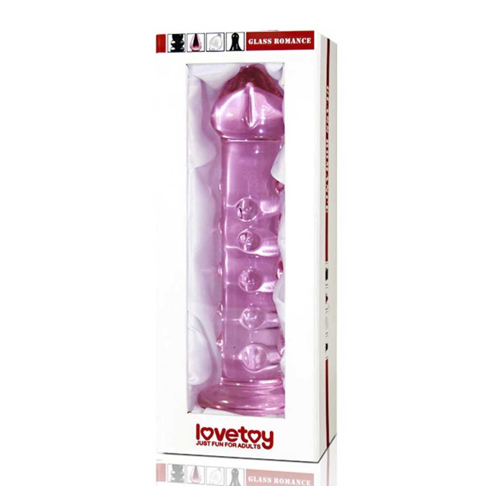 Glass Romance 2 - Dildo din sticlă, roz, 14.5 cm