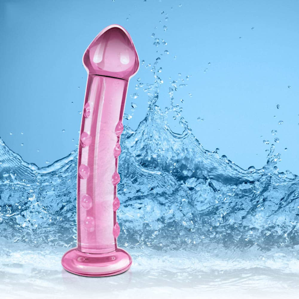 Glass Romance 2 - Dildo din sticlă, roz, 14.5 cm - detaliu 2