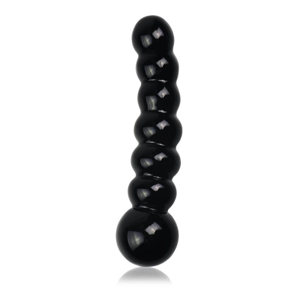 Glass Romance 3 - Dildo sticlă, negru, 15.5 cm
