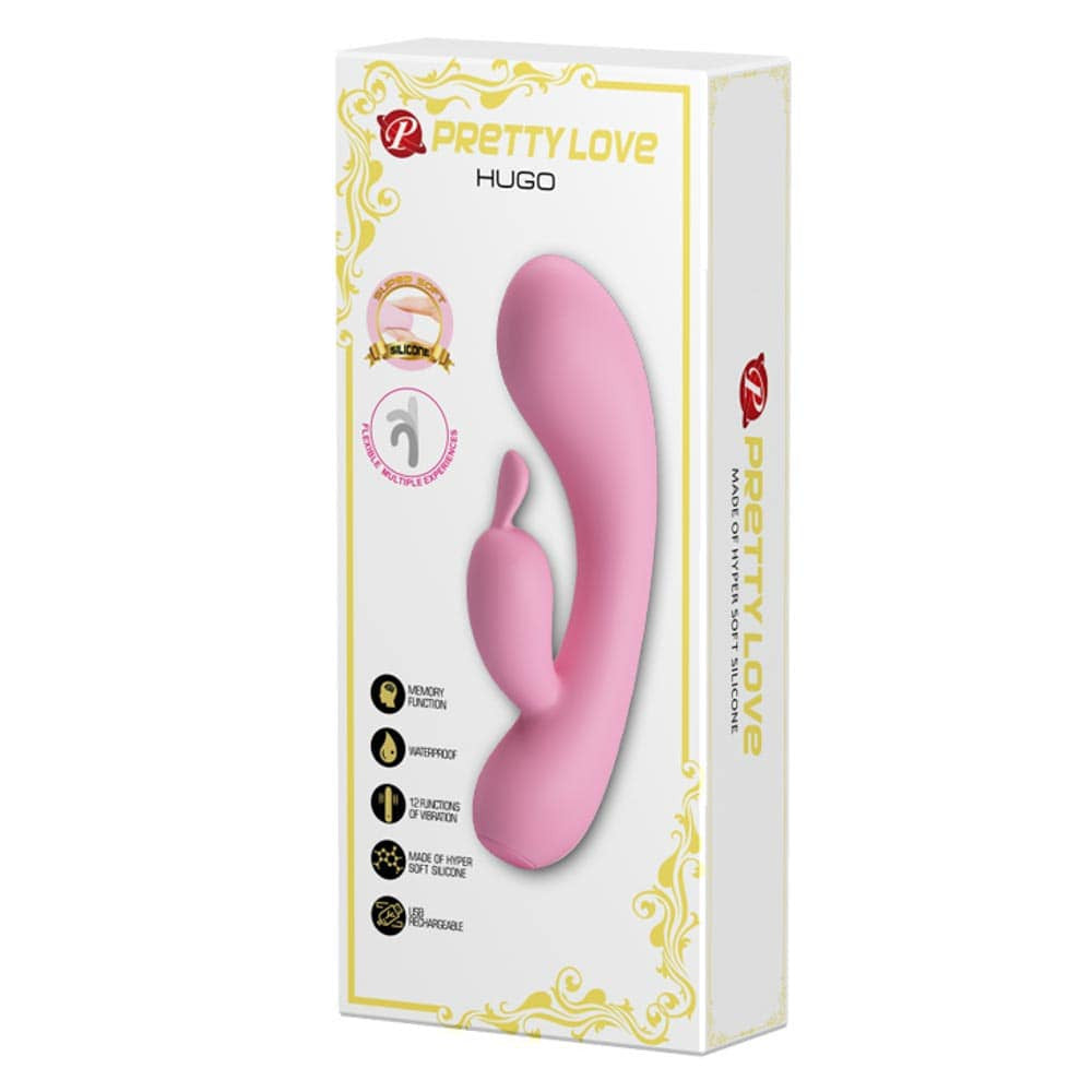 Hugo - Vibrator iepuraș, roz, 16.5 cm - detaliu 5