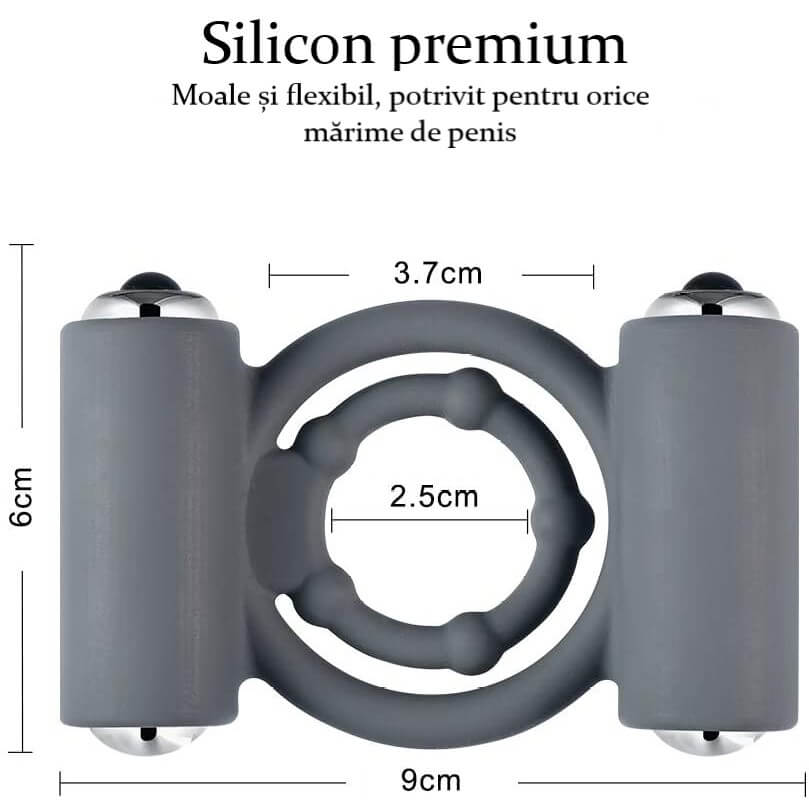 Inel penis cu dubla vibratie - dimensiuni