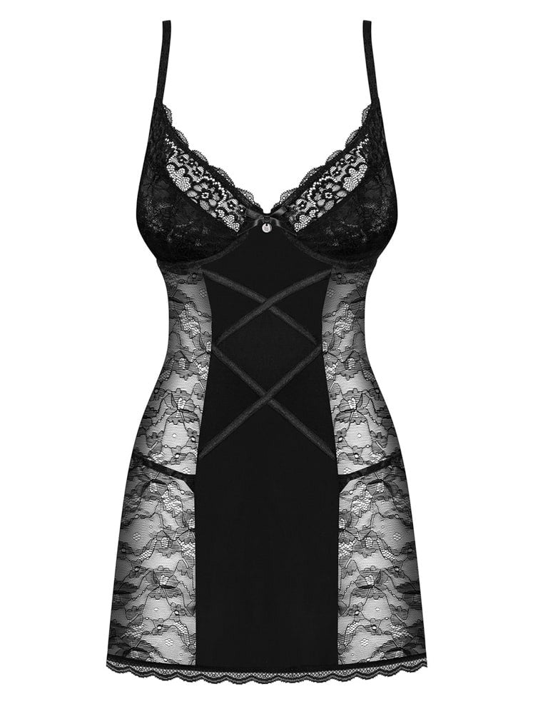 Laurise - Set babydoll și chiloței, negru, S/M - detaliu 1