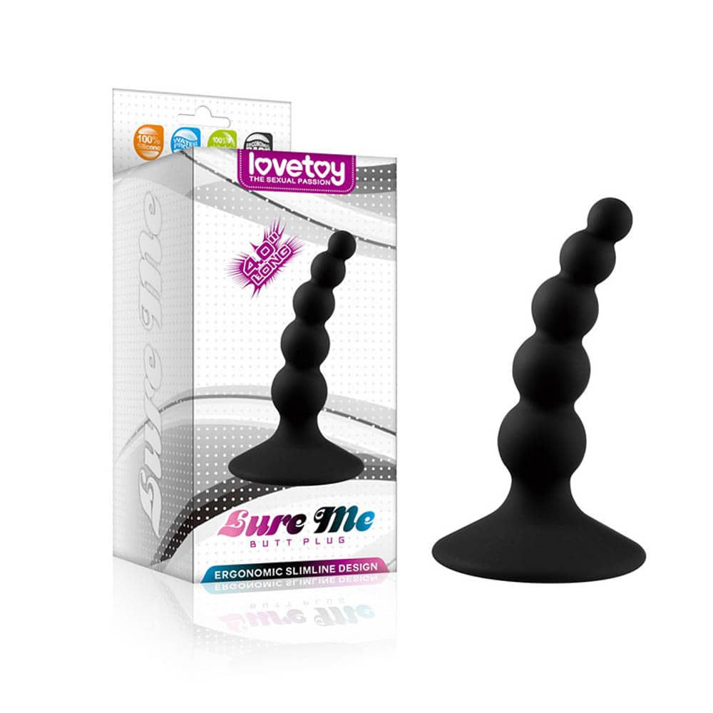 Lure Me Beaded - Butt Plug Anal Negru cu Bile, - detaliu 1