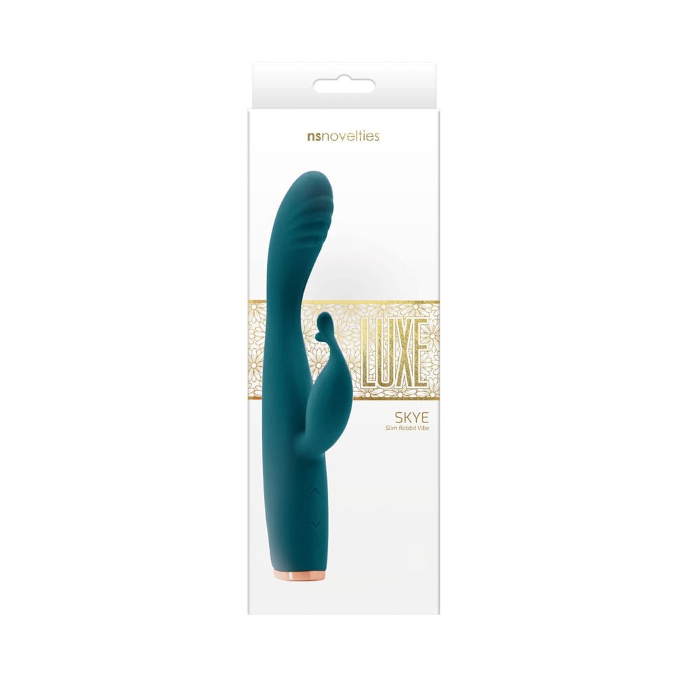 Luxe Skye Teal - Vibrator Iepuras Raincarcabil, 18,8x4 cm