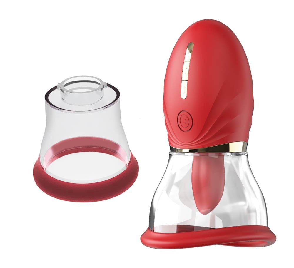 Magic Tongue - Stimulator clitoris cu 2 cupe, roșu - detaliu 1