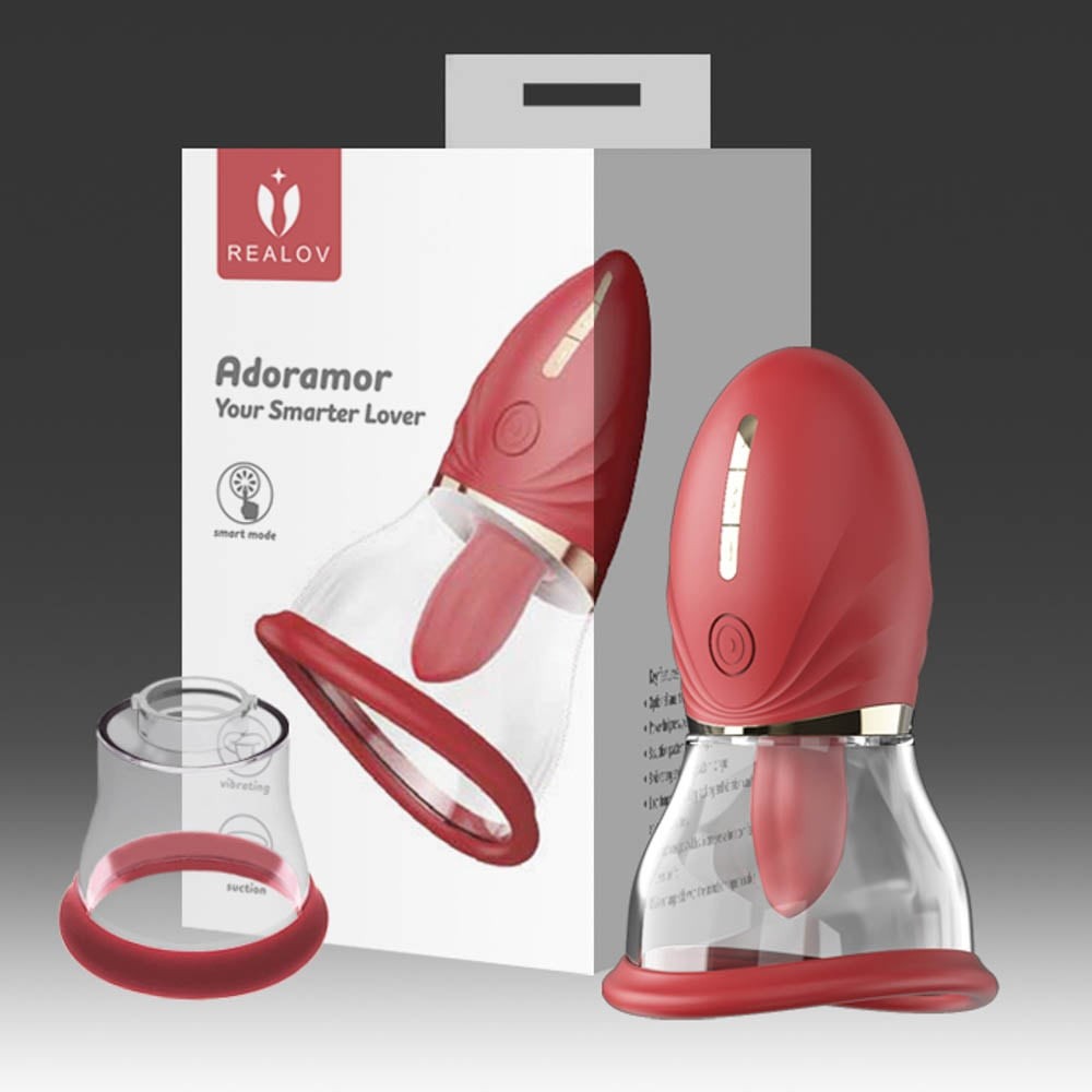 Magic Tongue - Stimulator clitoris cu 2 cupe, roșu - detaliu 4