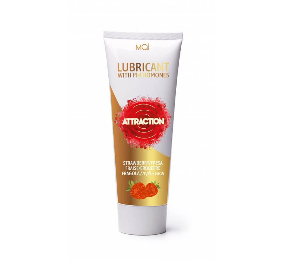Mai Attraction Strawberry - Lubrifiant cu Feromoni si Aroma de Capsuni, 75 ml