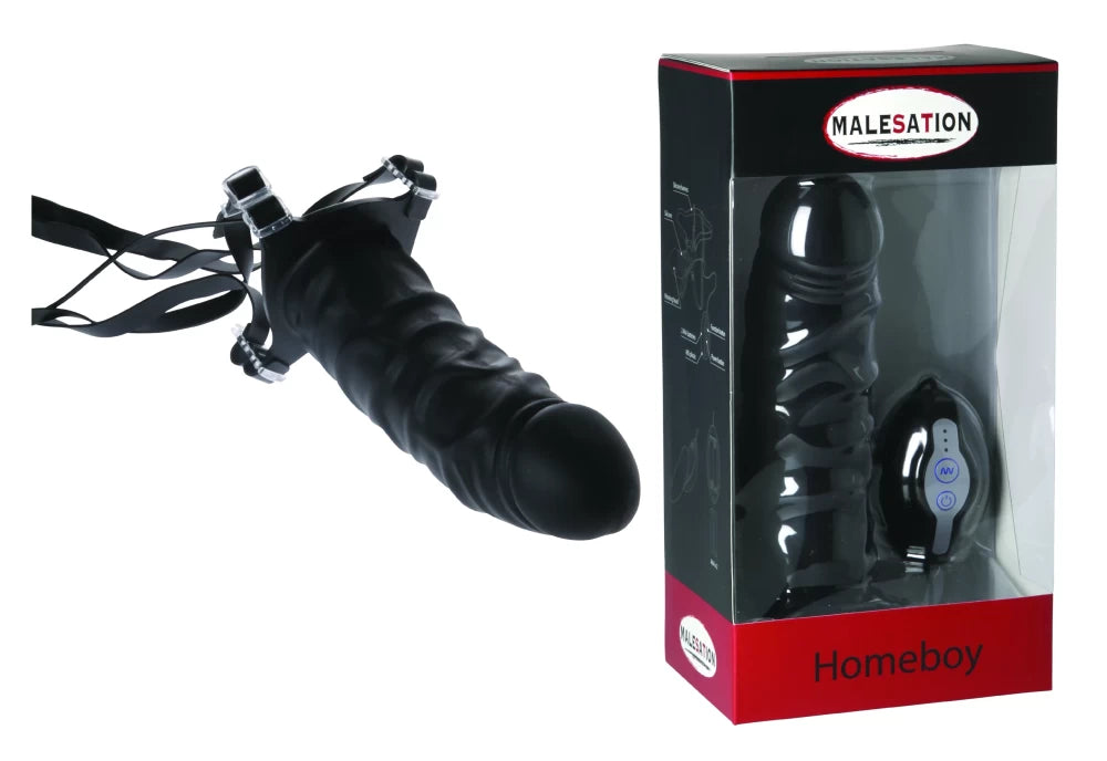 Malesation Homeboy - Strap On din Silicon cu Vibratii, 18 cm - detaliu 3
