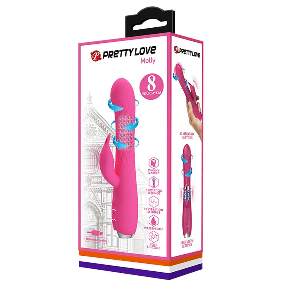 Molly - Vibrator iepuraș, roz, 20.5 cm - detaliu 1