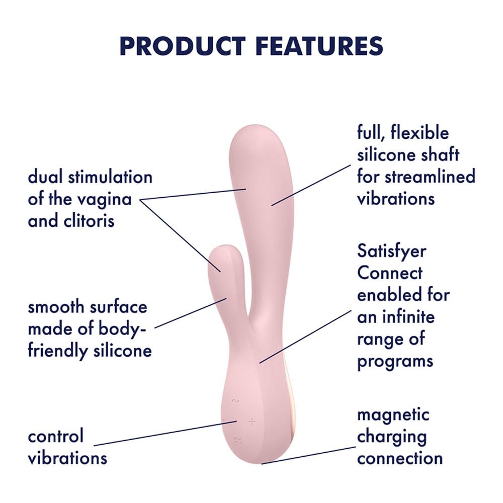 Mono Flex - Vibrator iepuraș, mov, 20.4 cm - detaliu 3