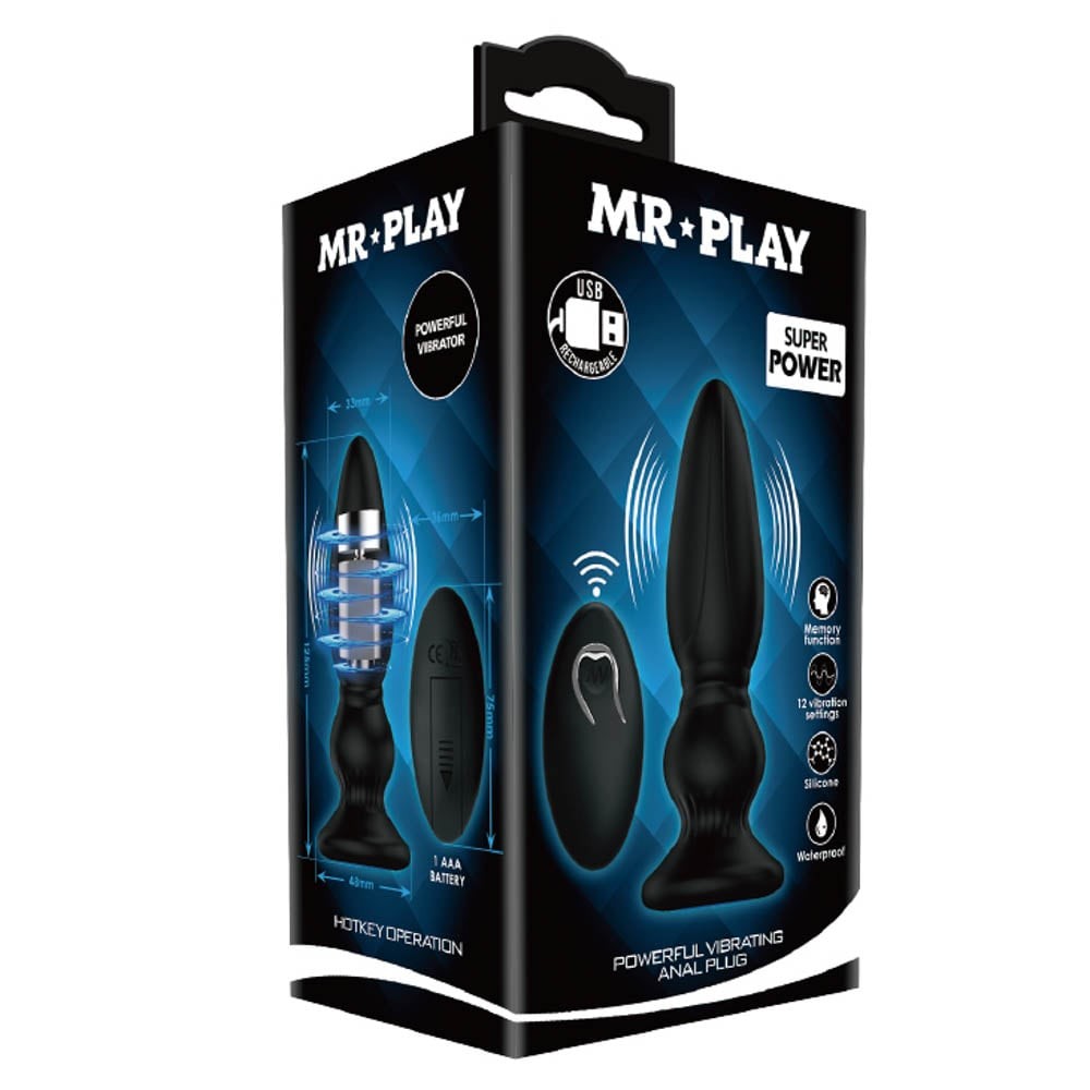 Mr. Play Super Power II - Dop Anal cu Vibratii si Telecomanda, 12,5 cm - detaliu 7