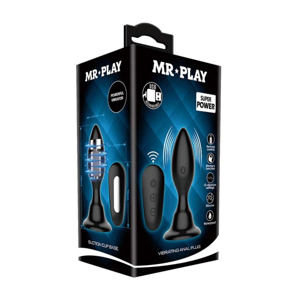 Mr. Play Vibrating Anal Plug - Vibrator Anal cu Telecomandă, 11x3.4 cm - detaliu 3