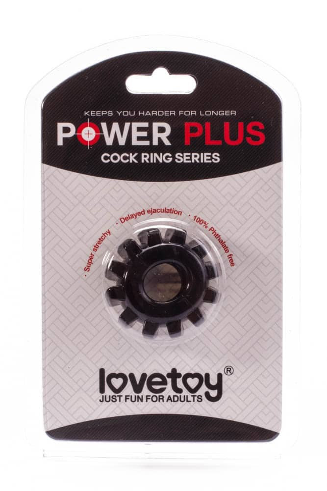 Power Plus Cockring 2 - Inel Penis din TPE, Negru - detaliu 3