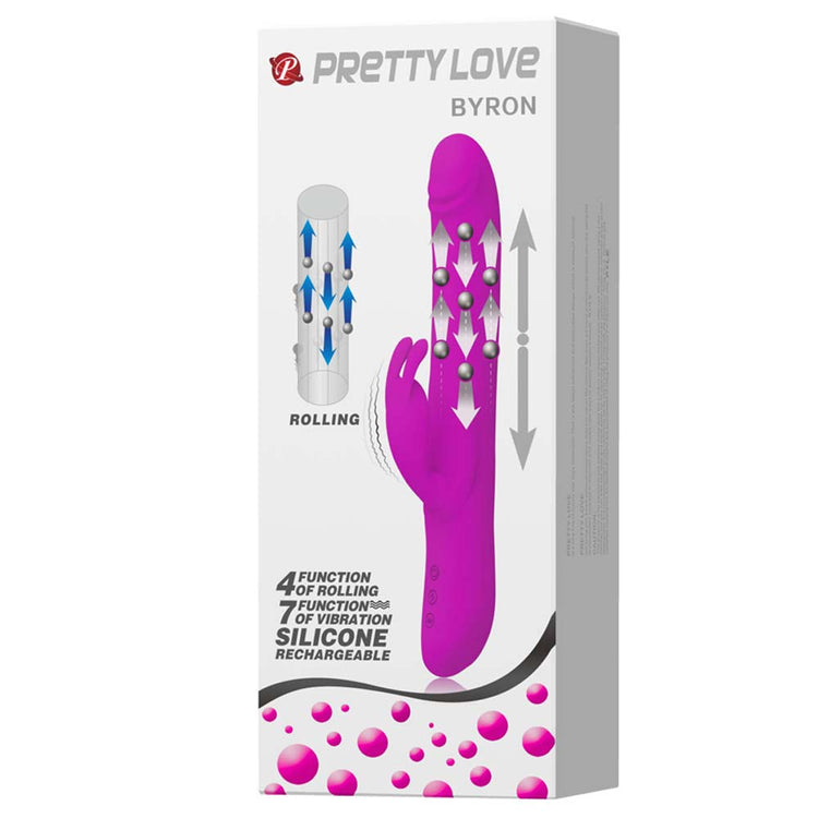 Pretty Love Byron - Vibrator Iepuras cu Bile Miscatoare, 25 cm - detaliu 6