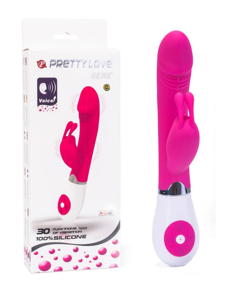 Pretty Love Gene - Vibrator Iepuras cu Sicronizare Vocala, 20,4 cm