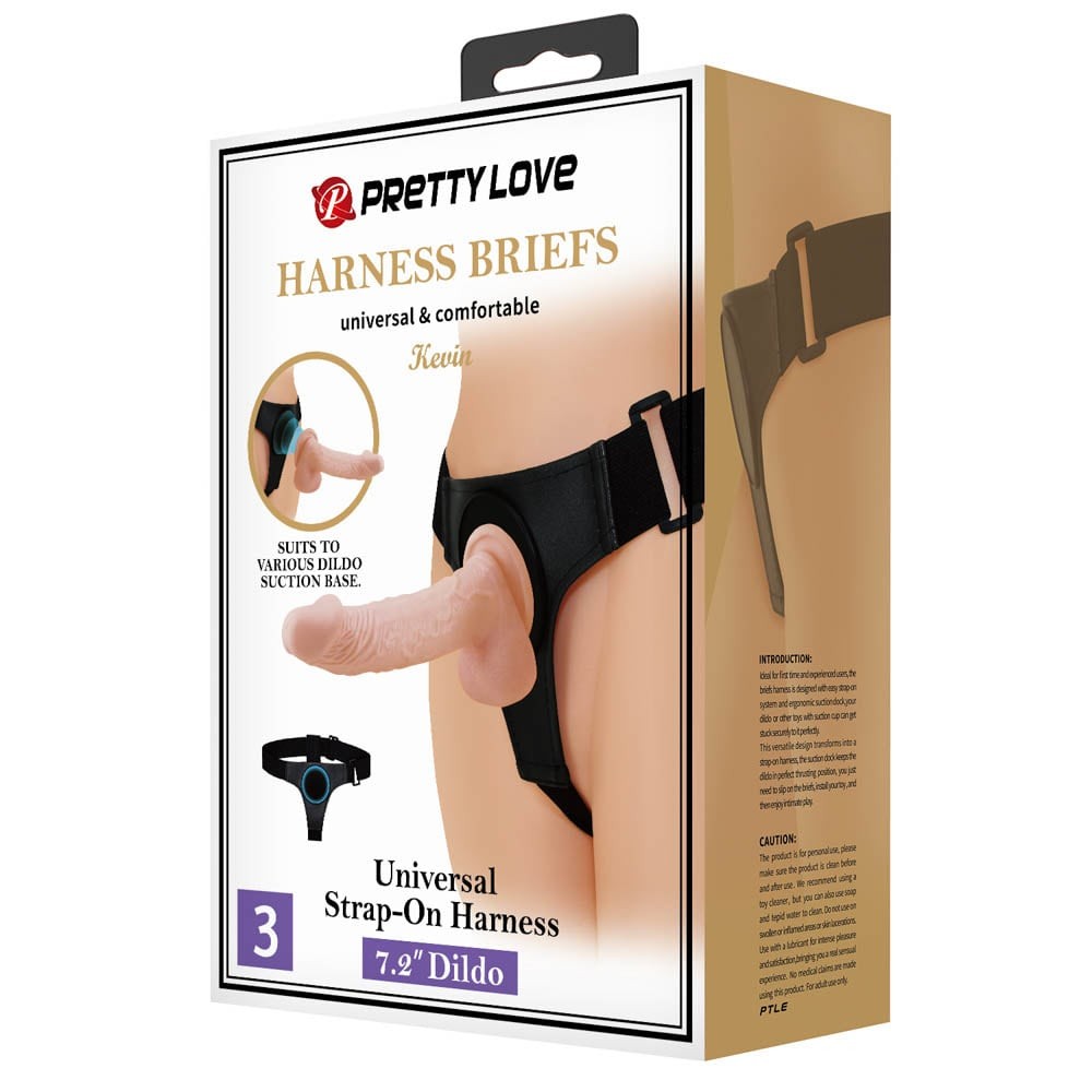 Pretty Love Kevin Harness Briefs - Strap On cu Dildo Realistic, 19x3.7 cm - detaliu 5