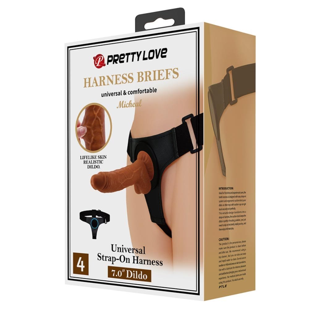 Pretty Love Michael Harness Briefs - Strap On cu Dildo Realistic, 20x4.4 cm - detaliu 5