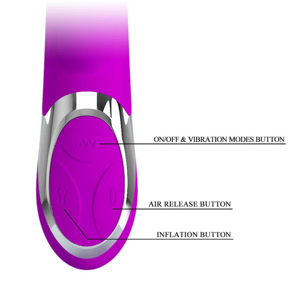 Pretty Love Neil - Vibrator Rabbit cu Cap Gonflabil, 23x3.8 cm - detaliu 1