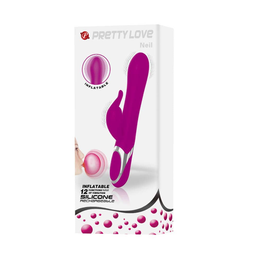 Pretty Love Neil - Vibrator Rabbit cu Cap Gonflabil, 23x3.8 cm - detaliu 3