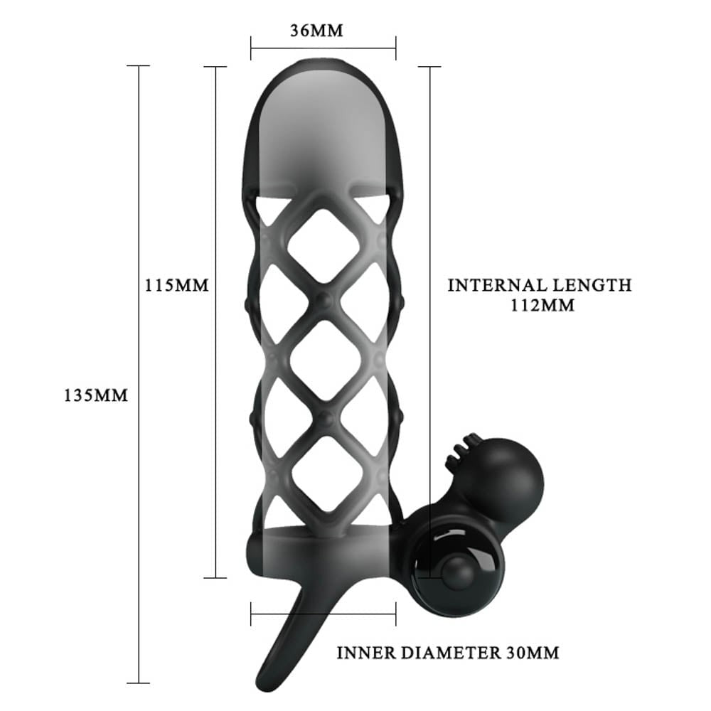 Pretty Love Penis Sleeve I - Manson Penis Silicon Negru, 13,5 cm - detaliu 5