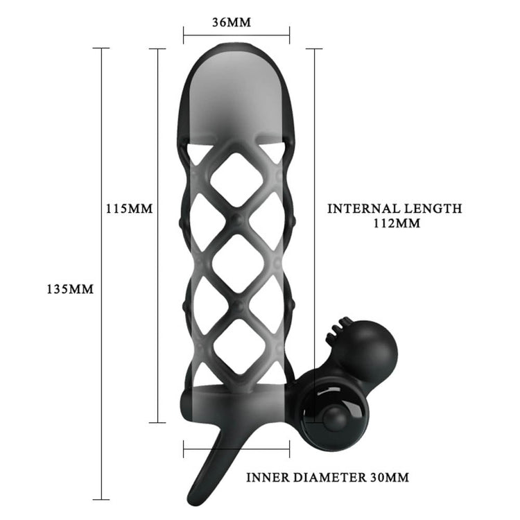 Pretty Love Penis Sleeve I - Manson Penis Silicon Negru, 13,5 cm - detaliu 5