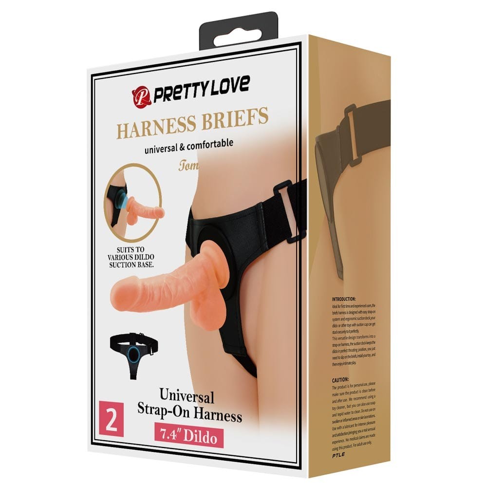Pretty Love Tom Harness Briefs - Strap On cu Dildo Realistic, 20x 4.4 cm - detaliu 5