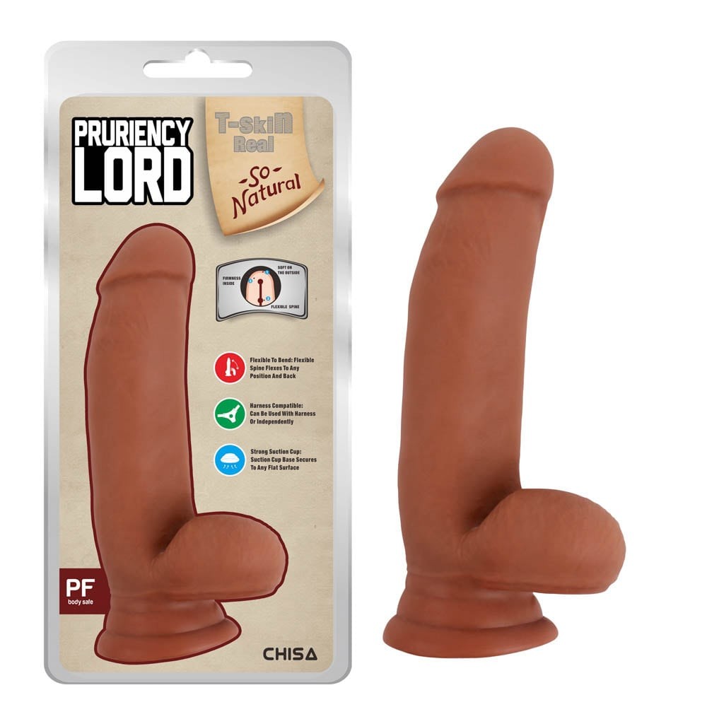 Lord Pruri - Dildo realist, crem închis, 17.5 cm