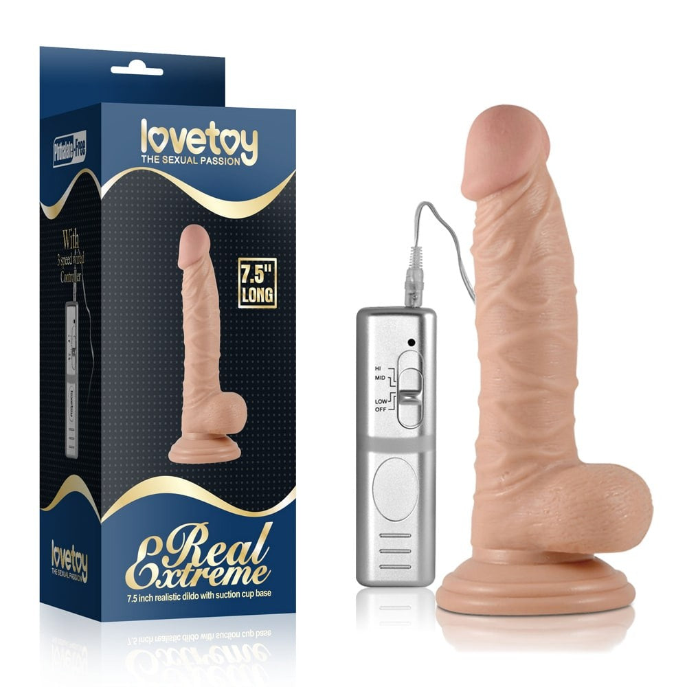 Real Extreme - Vibrator realist, flesh, 19 cm - detaliu 3