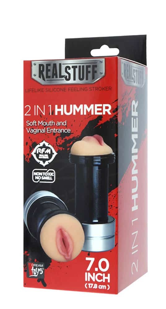 RealStuff 2 in 1 Hummer Mouth & Vagina - Masturbator cu 2 intrari, 17.5x 5.5 cm