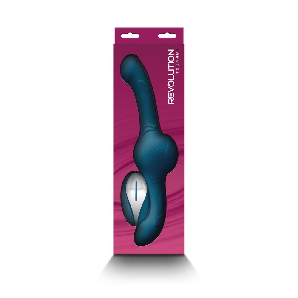 Revolution Tsunami Teal - Vibrator Dublu cu Telecomanda, 30.2x4 cm - detaliu 1