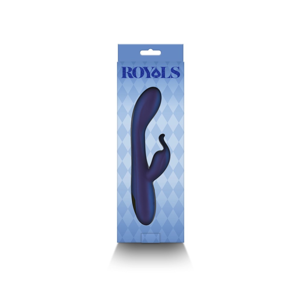 Royals Empress Metallic Blue - Vibrator Punct G cu Stimulare Clitoris, 19x3.2 cm - detaliu 1