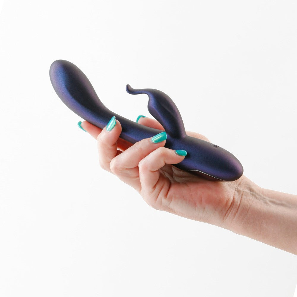 Royals Empress Metallic Blue - Vibrator Punct G cu Stimulare Clitoris, 19x3.2 cm - detaliu 3