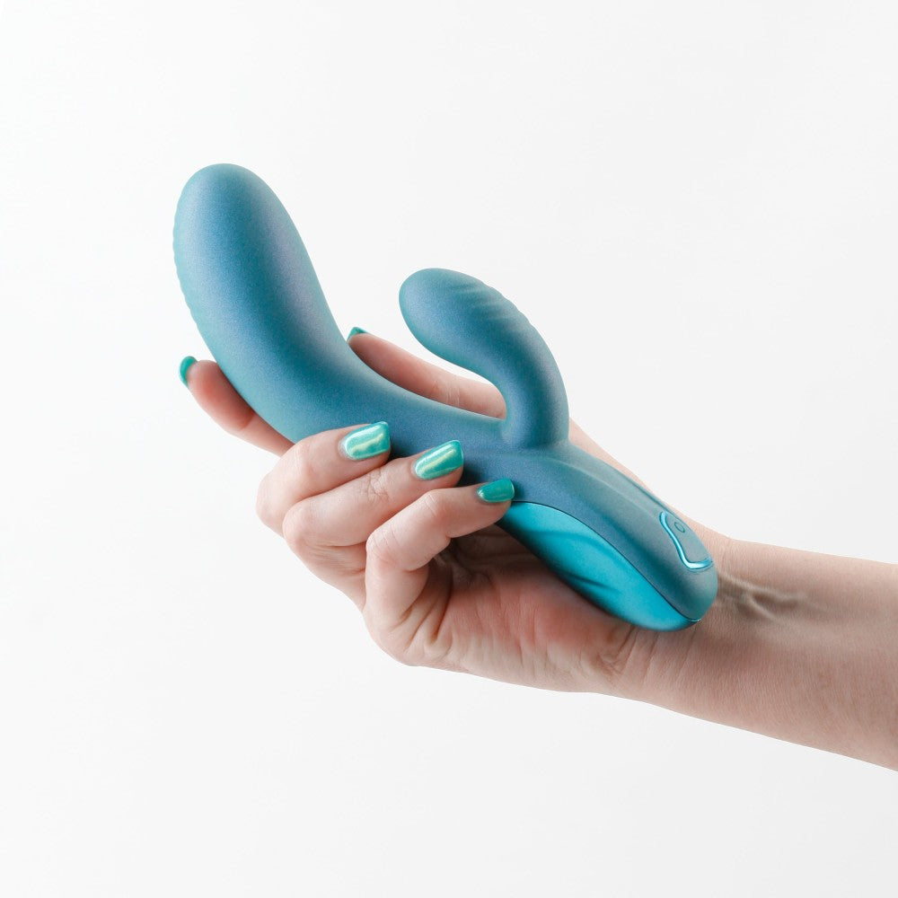 Royals Regent Metallic Green - Vibrator cu Dubla Stimulare, 19.3x3.8 cm - detaliu 3