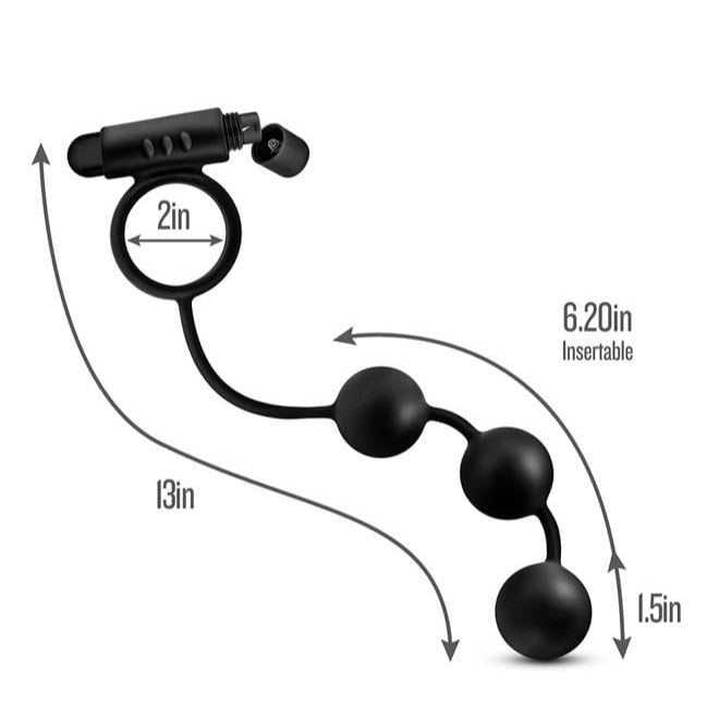 Sarpele Incolacit - Inel Penis Vibrator cu Extensie de Bile Anale, 33 cm - detaliu 1