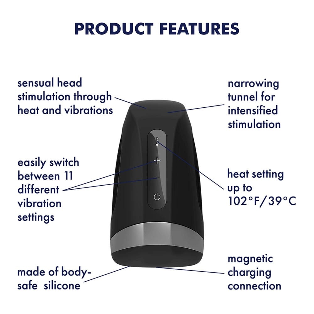Satisfyer Men Heat Vibration - Masturbator cu Functie de Vibratie si Incalzire, 13,7 cm - detaliu 2