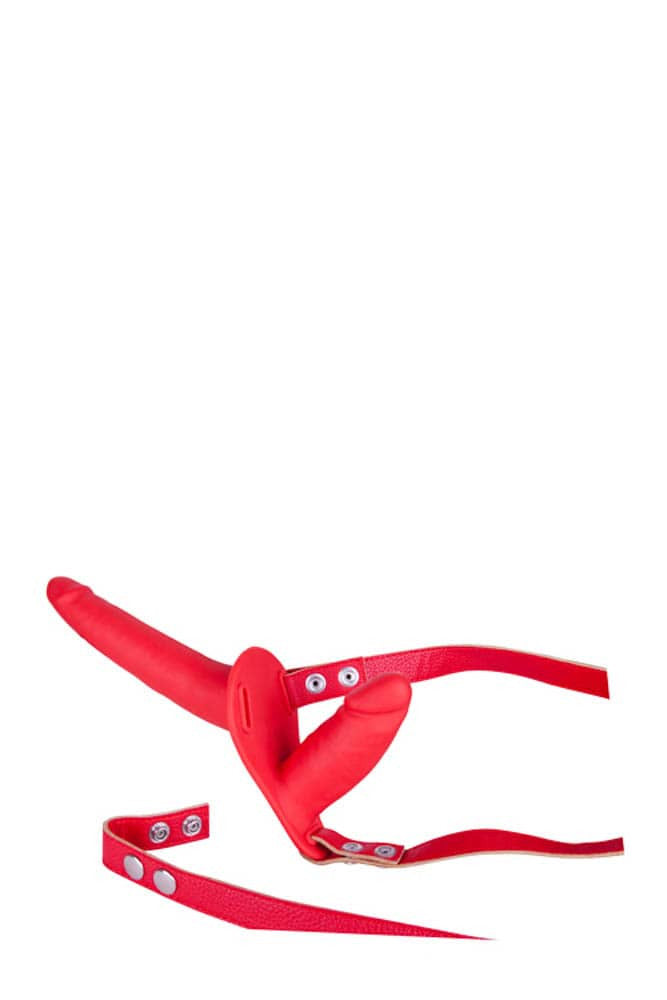 Sex Companion Dual Climax - Strap On cu Dildo Dublu, Rosu, 15x3 cm - detaliu 1