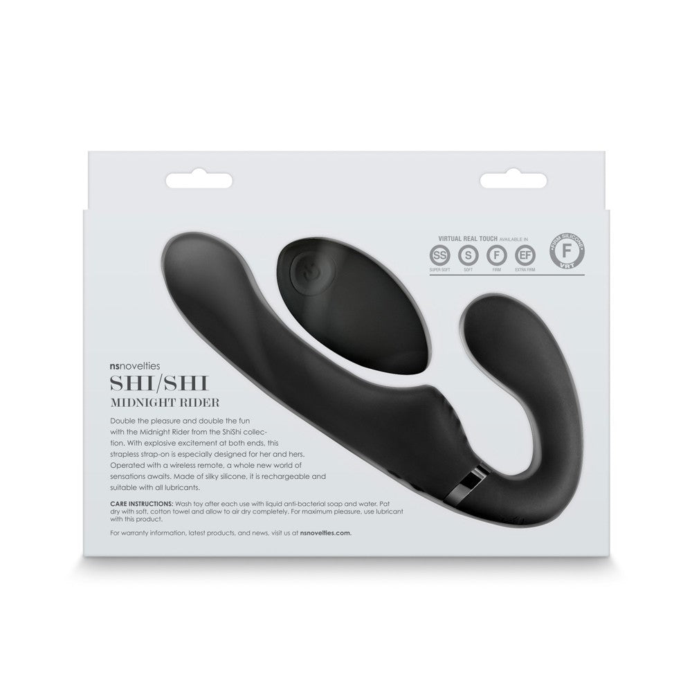Shi/Shi - Midnight Rider - Vibrator Negru Strapless Strap On cu Telecomanda, 21,3 cm - detaliu 1