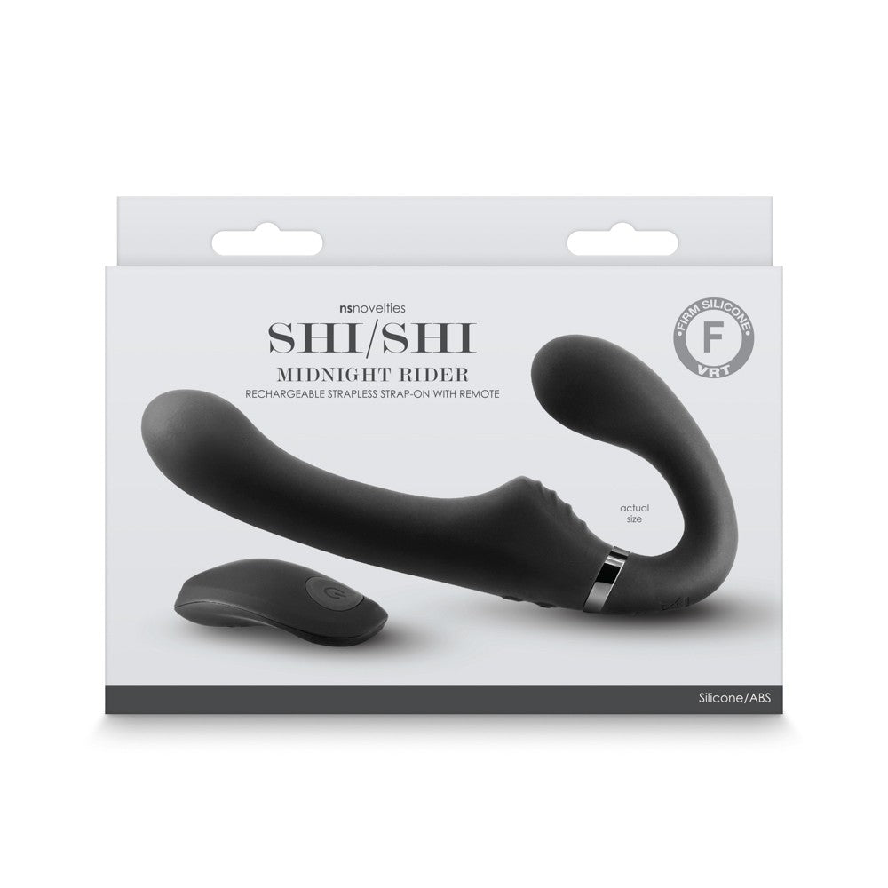 Shi/Shi - Midnight Rider - Vibrator Negru Strapless Strap On cu Telecomanda, 21,3 cm - detaliu 4