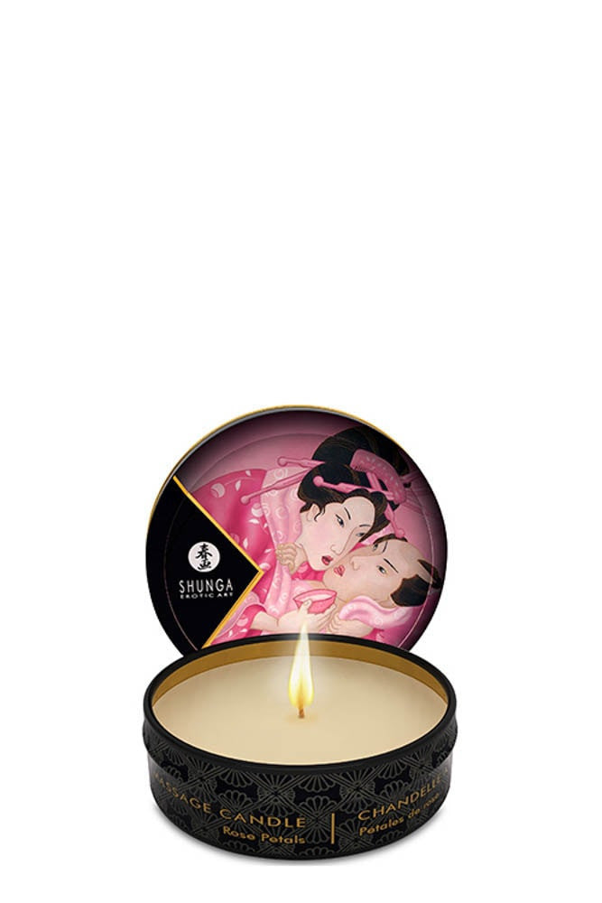Shunga Candle Rose Petal- Lumanare pentru Masaj cu Aroma de Trandafir, 30 ml