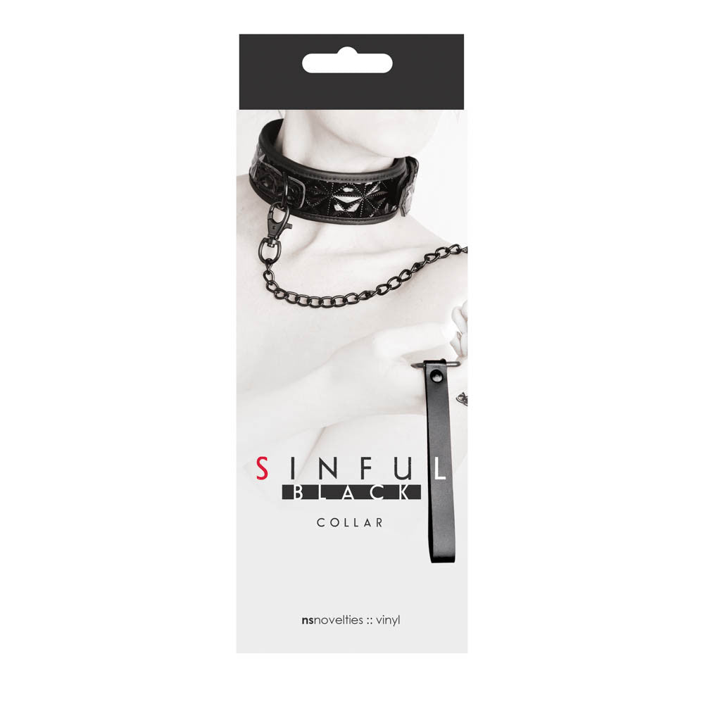 Sinful Collar - Zgarda Ajustabila Neagra 44 cm - detaliu 3