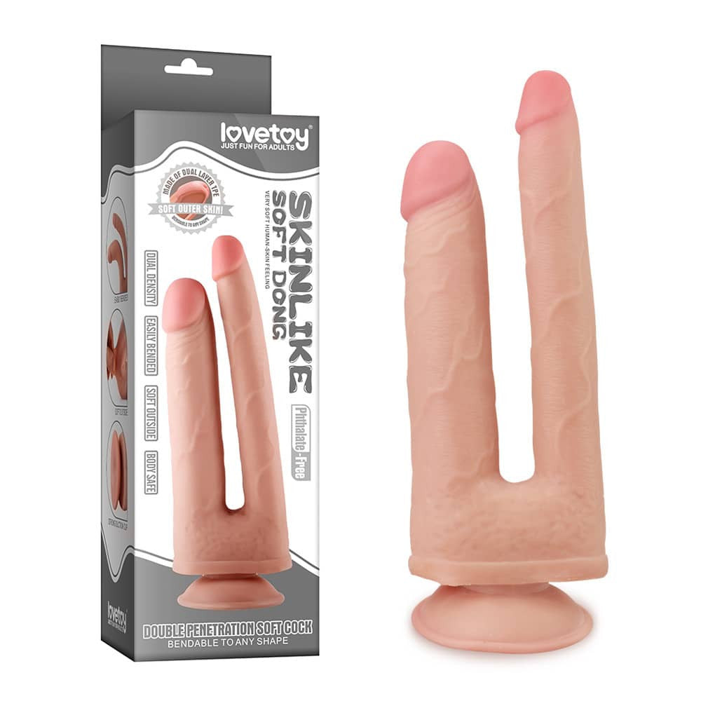 Skinlike - Dildo dublu, flesh, 19 cm - detaliu 3