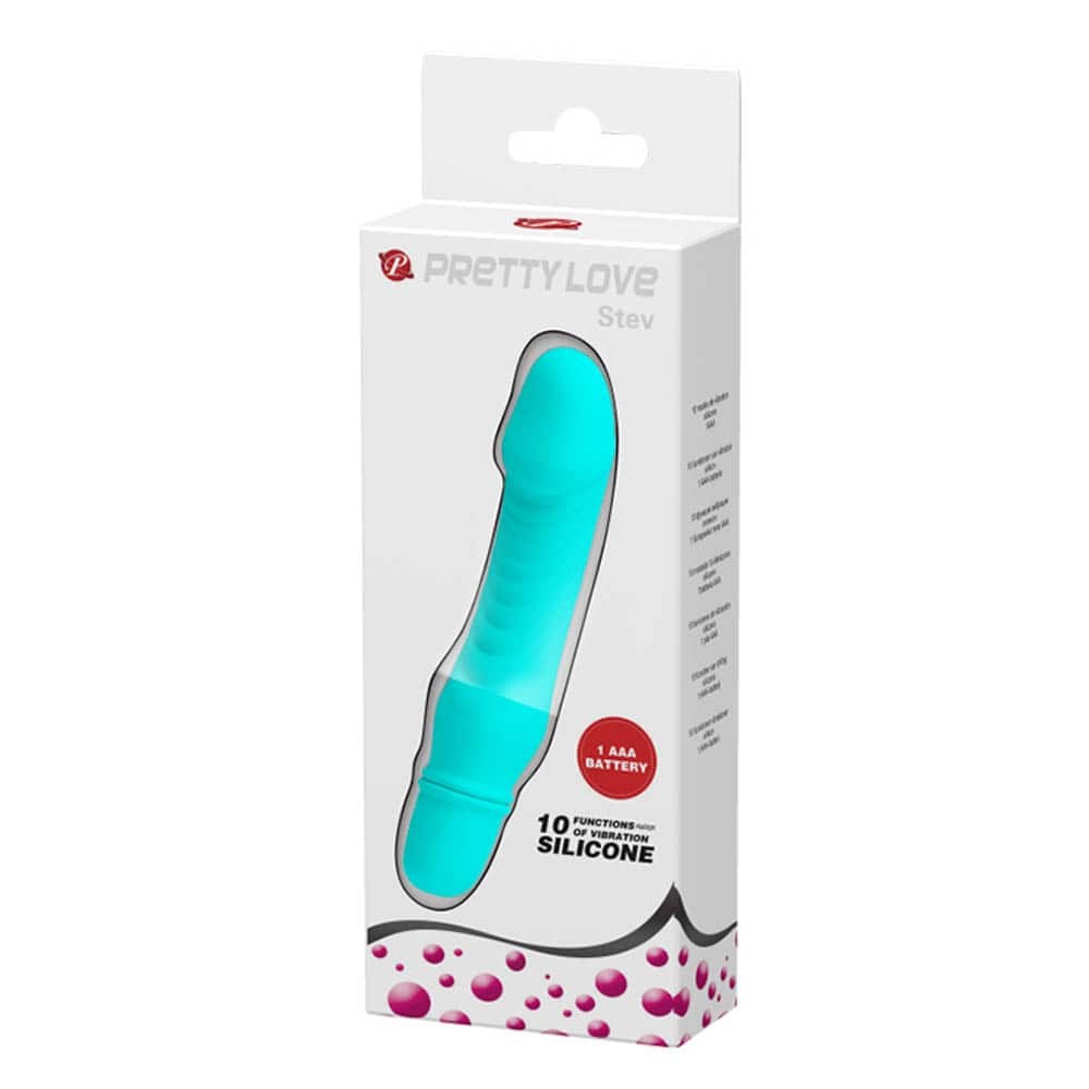 Stev - Vibrator realist, turcoaz, 13.5 cm - detaliu 5