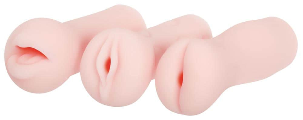 Stroker Trio - Set 3 Masturbatoare cu Forma Vagin, Anus si Gura, 13 cm - detaliu 11