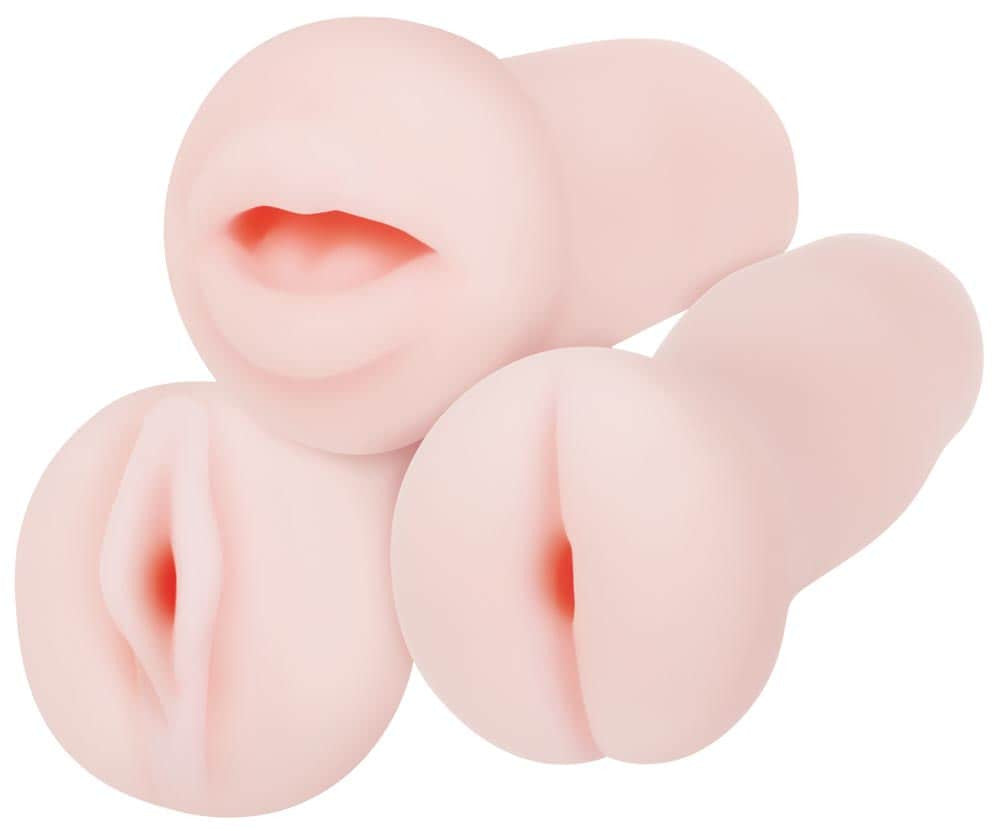 Stroker Trio - Set 3 Masturbatoare cu Forma Vagin, Anus si Gura, 13 cm - detaliu 7