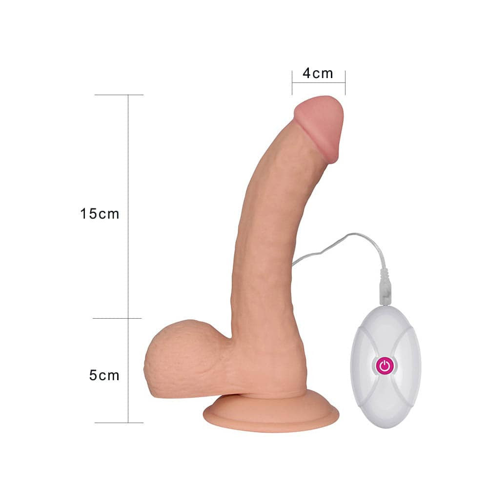 The Ultra Soft Dude - Dildo realist cu vibrații, crem deschis, 20 cm - detaliu 5