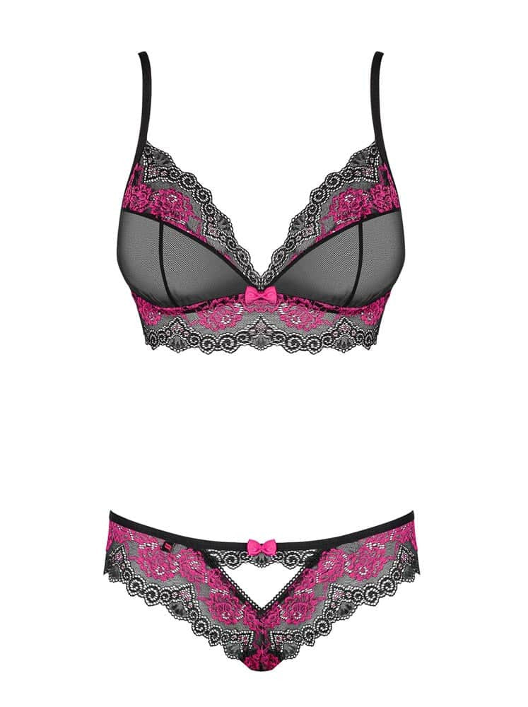 Tulia - Set lenjerie sexy, negru/mov, S/M - detaliu 2